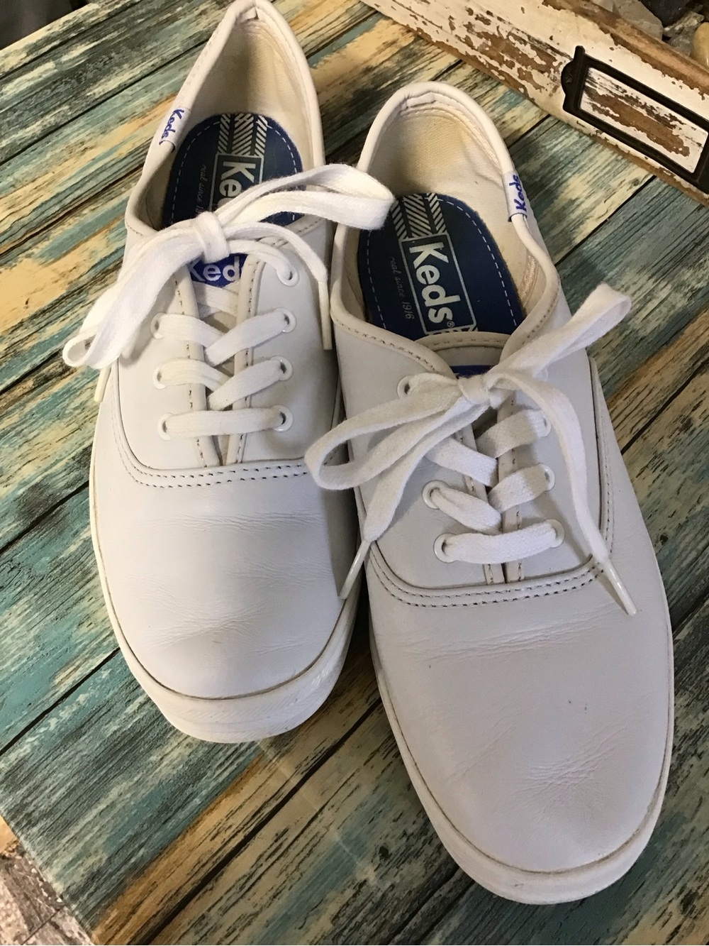 Keds White Leather Lace-Up Sneakers